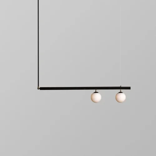 Светильник подвесной BARRA L88 Black 204154-26 ImperiumLoft белый 2 лампы, основание чёрное в стиле минимализм 